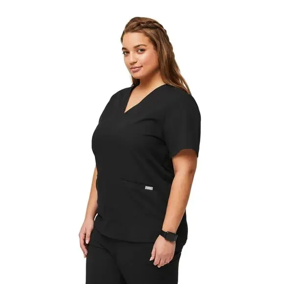 Figs Casma Three Pocket Scrub Top Black NWT Women’s XXL 2XL Plus V-Neck Medical - Picture 11 of 11